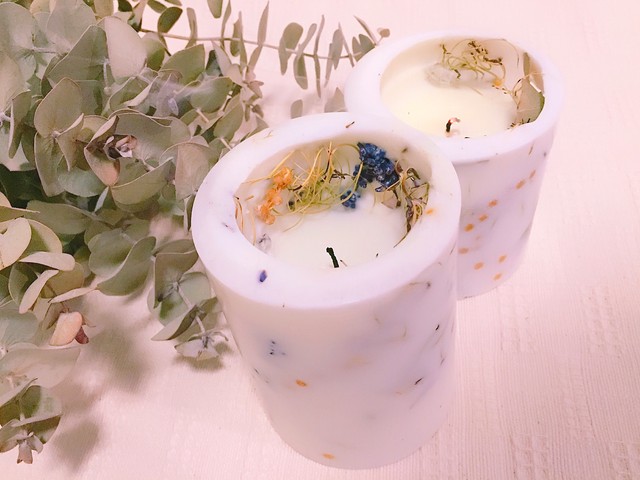 Soycandle ボタニカルキャンドル アロマキャンドル 100 ソイワックス ドライフラワー リモニューム ミモザ Renon Candle