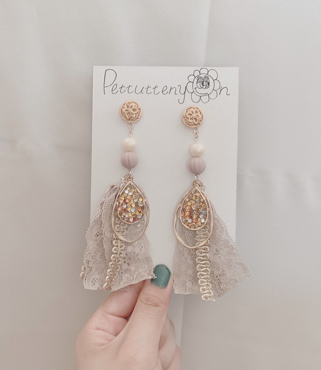 くすみピンク ゴールド ピアス めあにょん S Cafe