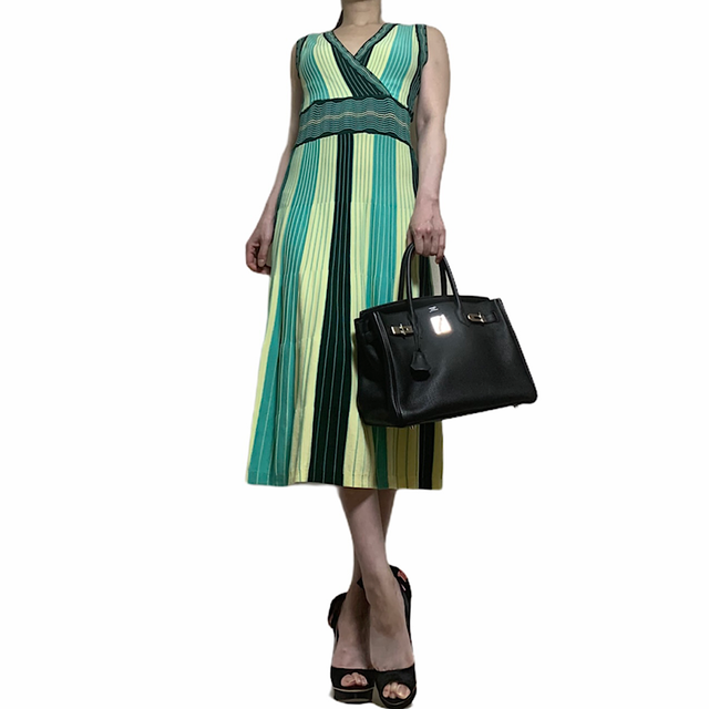 9800 サマーニットグラデーションワンピース 緑系 Mistyselect