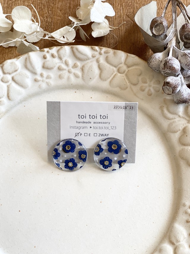 Toi Toi Toi 花 ミモザ マリメッコ風アクセサリー Teshigotoya ねむの木の豆