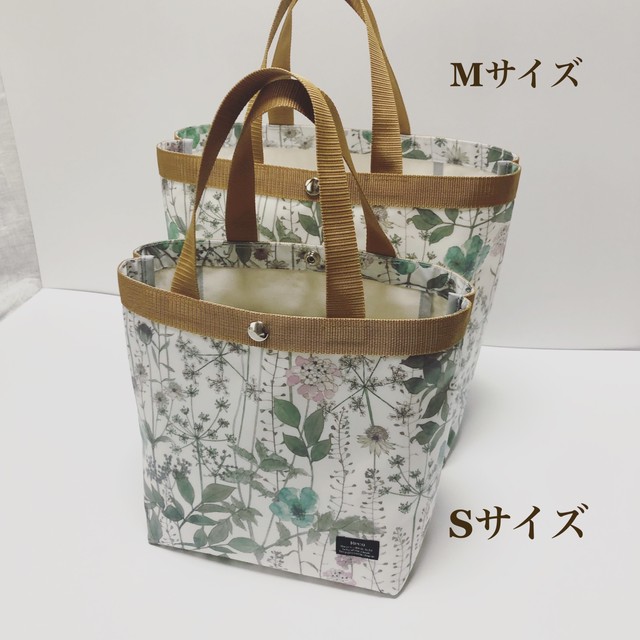 Sサイズ トートバッグ リバティ ラミネート イルマ ホワイト グリーン Reco Liberty Art Museum