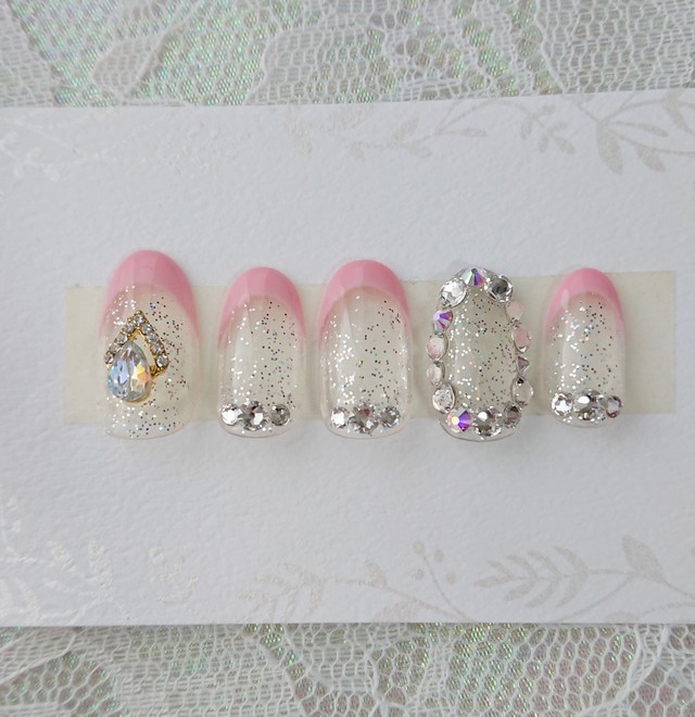 キラキラ韓国ネイル No 41 Lea ネイルチップ ハンドメイド雑貨