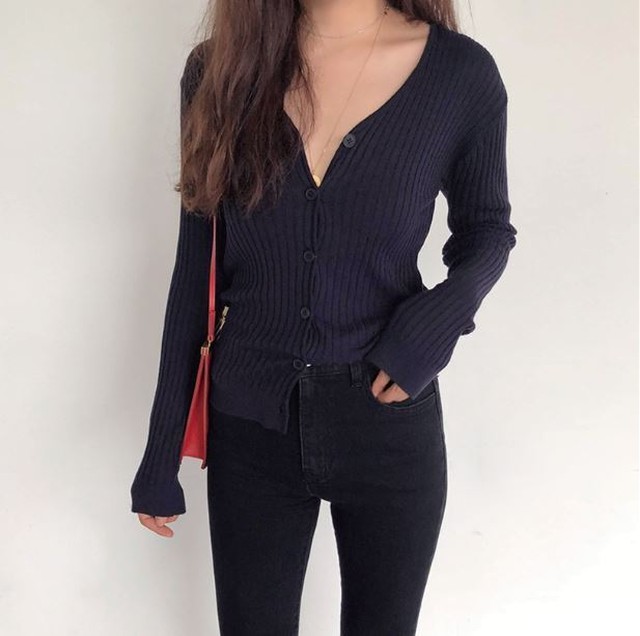 ニット Vネック カーディガン レディース トップス 無地 長袖 羽織 デート お出かけ 女子会 お洒落 きれいめ Uki Uki