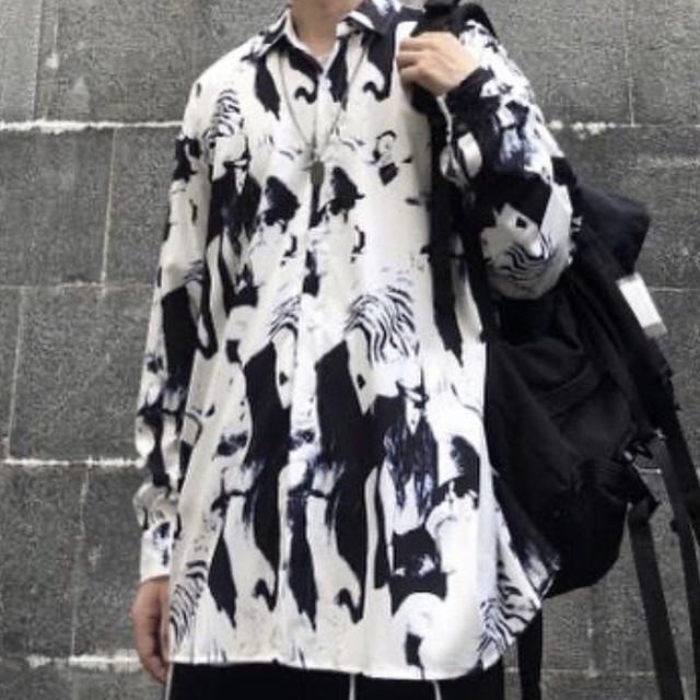 韓国ファッション 個性的 シャツ 秋冬 Kingface
