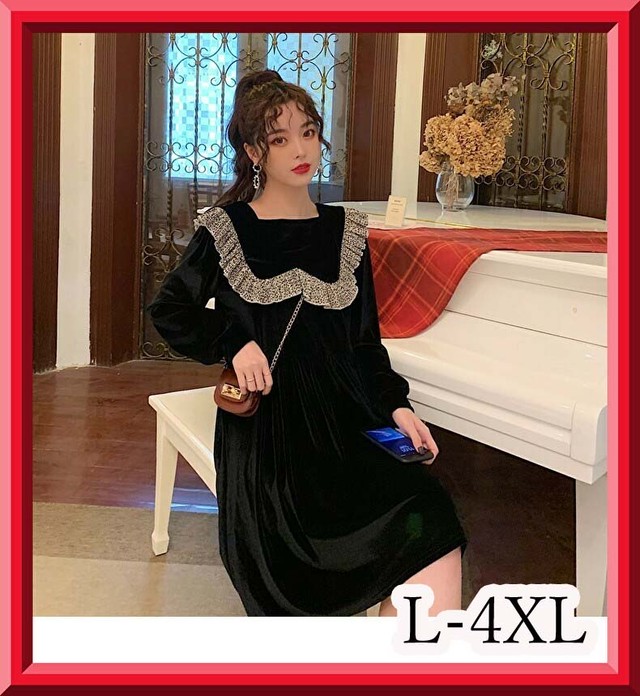 大きいサイズ ミニワンピース 厚手 ブラック 無地 レース シンプル パーティードレス 長袖 秋 冬 レディース ミニワンピ 半額クーポンあります 大きいサイズ専門店 Rubys