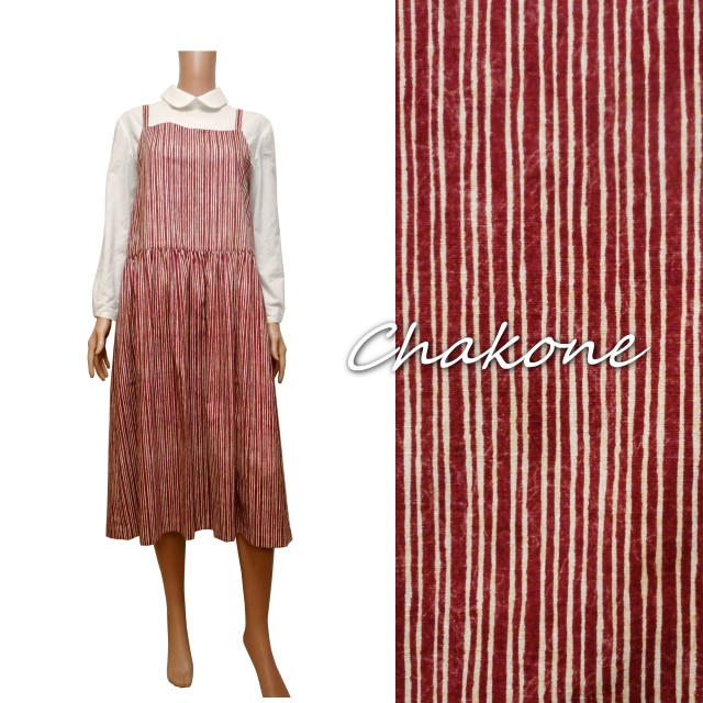 ワンピース ゆったりキャミワンピース 肩ひも後ろリボン Sm シャンタン綿 Kokka コッカ ハンドメイド工房 Chakone 手作り婦人服ファッション