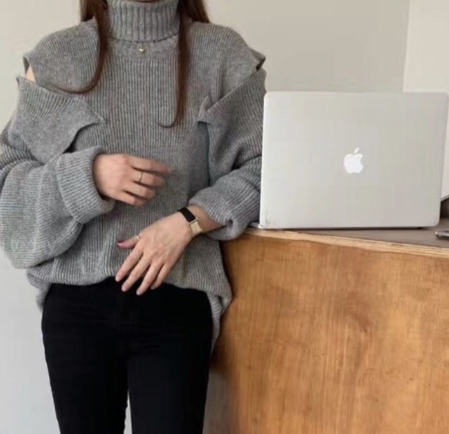 肩あきニット プチプラ韓国ファッションセレクトショップ Anela Fashion