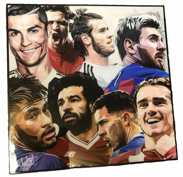 ポップアートパネル 海外サッカー 絵 ロナウド メッシ ネイマール サラー ベイル他 インテリア Pop Art Panel