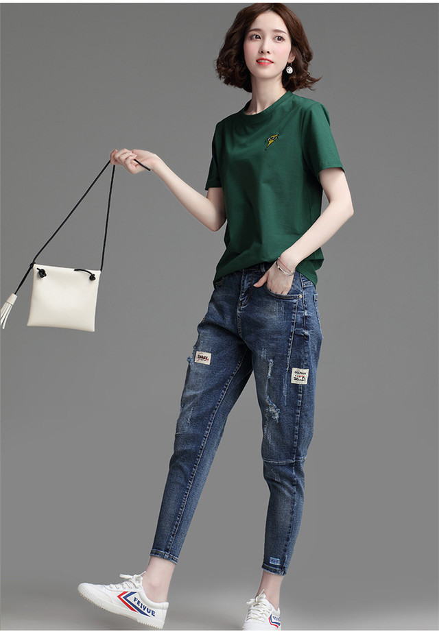 102 無地 袖 Tシャツ おしゃれ 夏服 レディース トップス Alice11