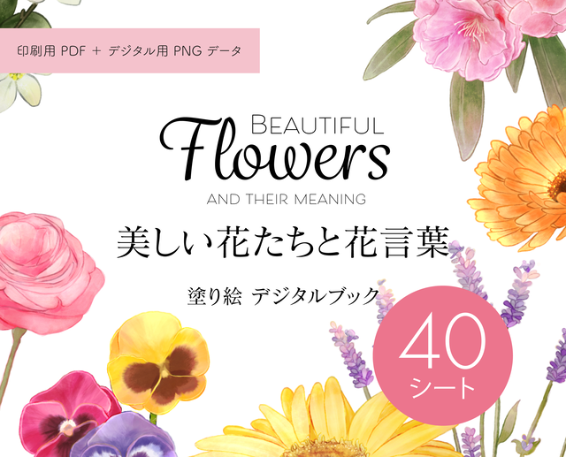 美しい花たちと花言葉 塗り絵ブック Enluminelle