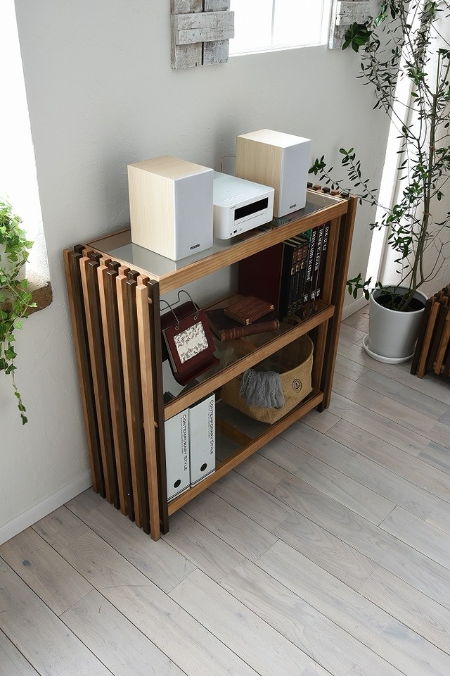 Villa Glass Shelf WB / 西海岸リゾートスタイル ヴィラ ガラスシェルフ ウォールナットブラウン