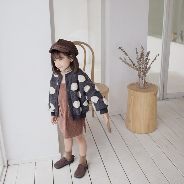 秋冬 Lovely ドット カーディガン アウター 男の子 女の子 90 140cm 子供服 可愛い キッズ Coolkids