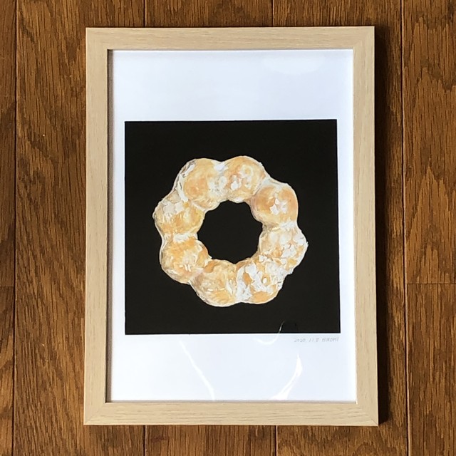 オリジナルイラストb5 ドーナツ 水彩手描き原画 フレーム付き 手しごとのやまだ屋 一 水彩イラスト 一