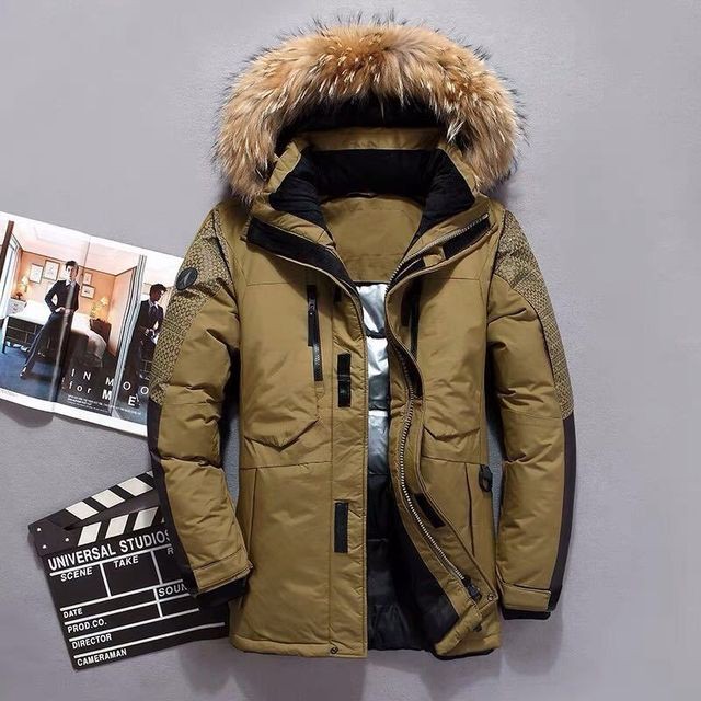 予約販売 ダウンコート メンズ ファー フード付き ミディアム丈 コート 厚手 アウトドア 防寒 お洒落 レッド カーキ グレー カジュアル 秋冬 暖かい 大きいサイズ L Xl 2xl 3xl Favoriteselect