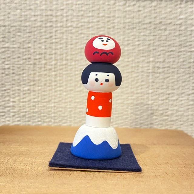 富士山とだるま乗せこけし No 36 Marucorochan 東北 宮城 山形 蔵王 温泉 コケシ かわいい 国産 日本製 Zao Onsen 湯旅屋 高湯堂 ハンドクラフトオンラインショップ
