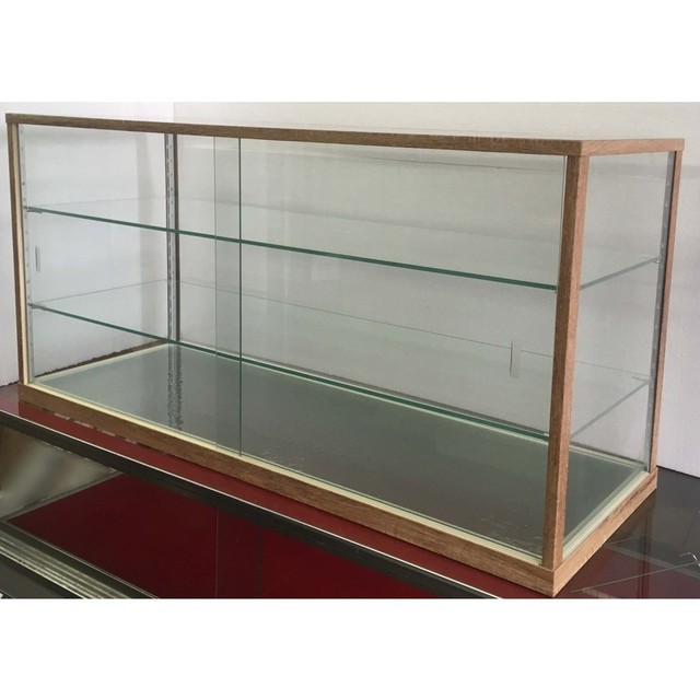 アンティーク レトロ調 ガラスケースw900mm 木製風 チーク コレクションケース スズキ陳列ケース