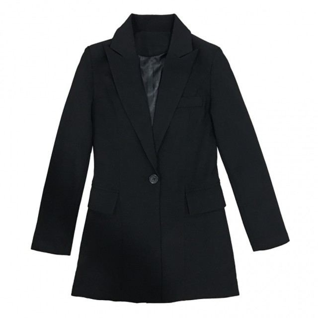ロングジャケット レディース アウター 黒 ブラック オフィス コート ビジネス 秋レディース アウター 通勤 入学式 ワンボタン カジュアル 無地 スリム きれいめ Hr375 Raxia ラクシア