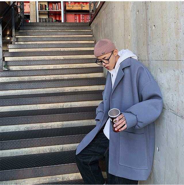 Lappsterメンズウールトレンチコートオーバーコートメンズエセストリート冬コート原宿カーキジャケットコーツ かわいい ウィンター 冬物 Lappster公式ストア Efect