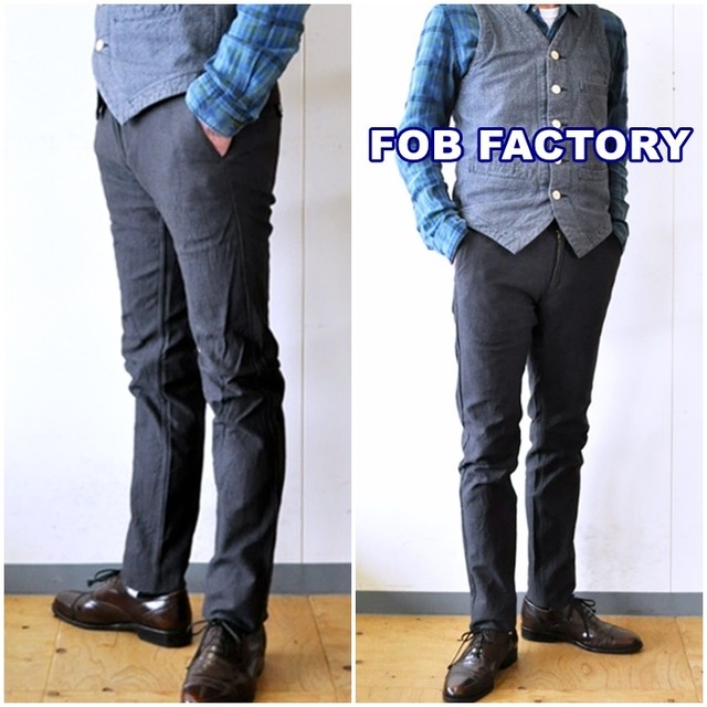 Fob Factory エフオービーファクトリー F0423 オンオフトラウザーパンツ メンズ パンツ ストレッチ伸縮性 Bluelineshop