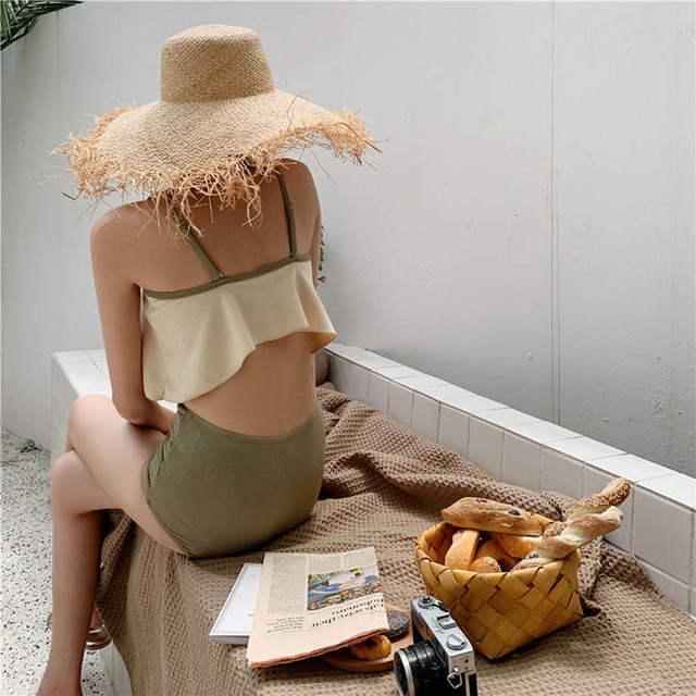 クロスデザイン水着 水着 流行り 水着流行 通販 クロスデザイン ビキニ 無地 通販 ハイウエスト ビキニ カーキ 体型カバー 大きいサイズ ハイウエスト水着 体型カバー 水着 可愛い 韓国 ハイウエスト ビキニ 体型カバー アースカラー タンキニ 1924 Sayurio