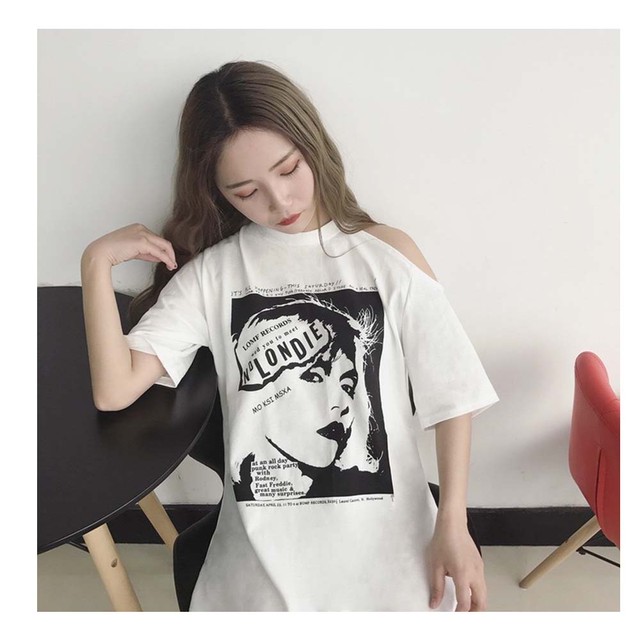 トップス 肩開き Tシャツ レディース 半袖 カットソー 春夏 レディース 韓国ファッション 直輸入通販 セクシーワンピース クールカジュアル 全品送料無料 Ukky Franky