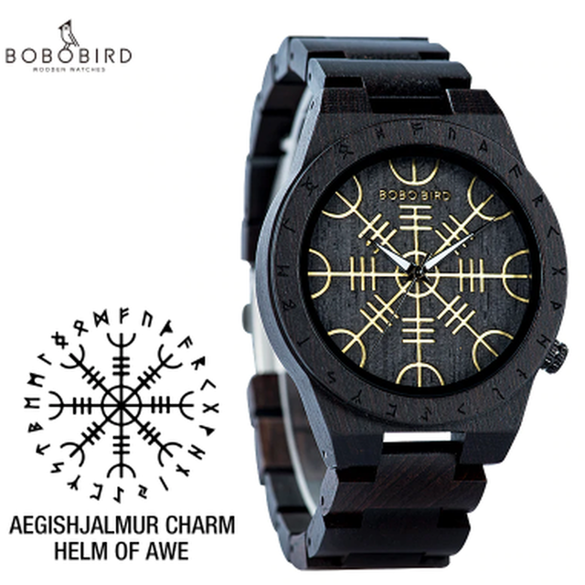 ボボバード 腕時計 防水 木製 ユニセックス 病気から身を守る 畏怖の舵輪 Helm Of Awe Bobo Bird T16 2色 Happy Hobby あなたのベストが見つかるお店