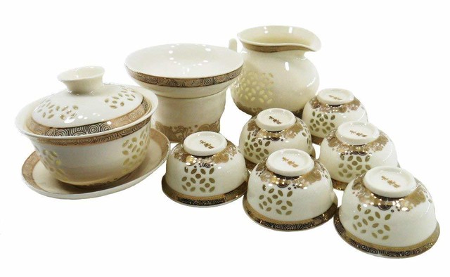 中国茶器９点 セット 景徳鎮 透かし彫り 白磁茶器セット Ctojonline