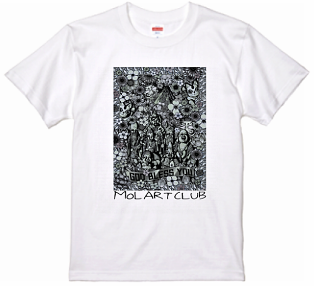 原画 プリント Tシャツ アート 現代アート 七福神 モルモット Molmot 白 おしゃれ かっこいい 個性的 oy スケーター Mol Art Club