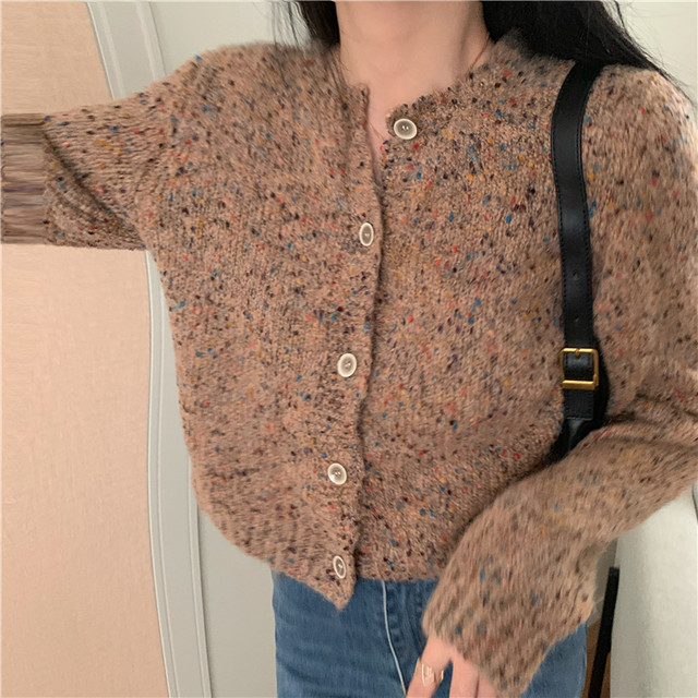 〈カフェシリーズ〉オートミール入りショートカーディガン【oatmeal short cardigan】
