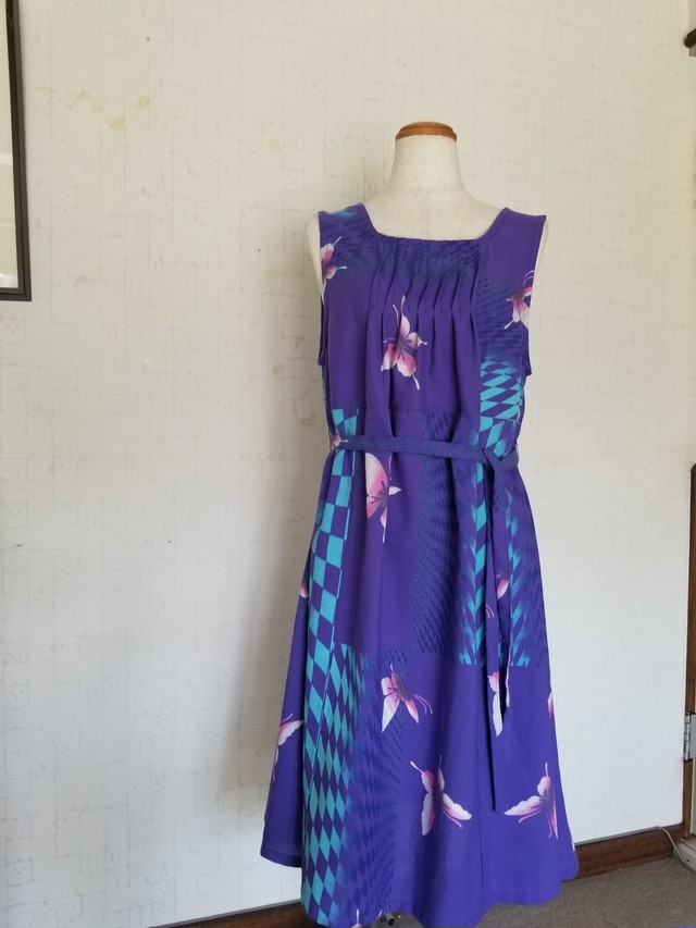 浴衣リメイク ノースリーブフレアースカートワンピース Mサイズ Sakiorihiro