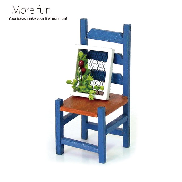 ミニチュア ドールハウス 手作りキット 青い椅子 X 001 More Fun合同会社