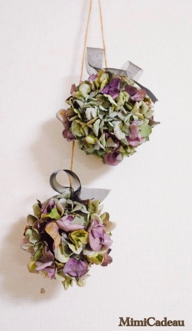 ワークショップ作品 生徒さん作品 秋色紫陽花の親子ボール Mimicadeau Base ワークショップ作品 生徒さん作品 秋色紫陽花の親子ボール Mimicadeau Base
