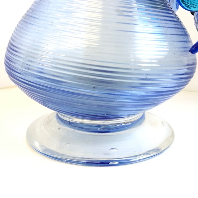 訳あり 花瓶 ガラス ガラス細工 レトロ ブルー 花器 フラワーベース 高さ約29cm リサイクル アンティーク 風雅 Fuga