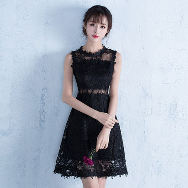 シースルー黒パーティードレス ブラック 結婚式 二次会 キャバ Reflet