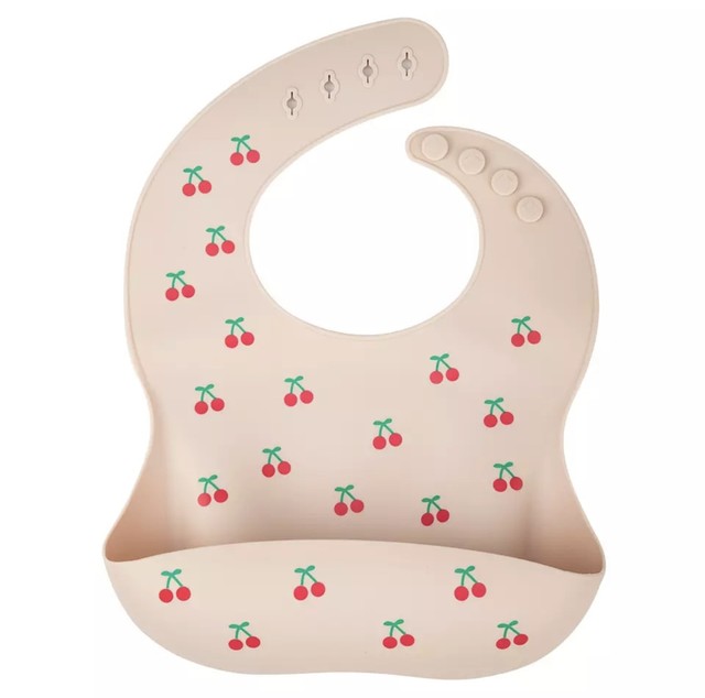 Sale Silicone Bib さくらんぼ シリコンビブ チェリー お食事エプロン スタイ お食事スタイ 女の子 離乳食 Baby Mom Linolulu