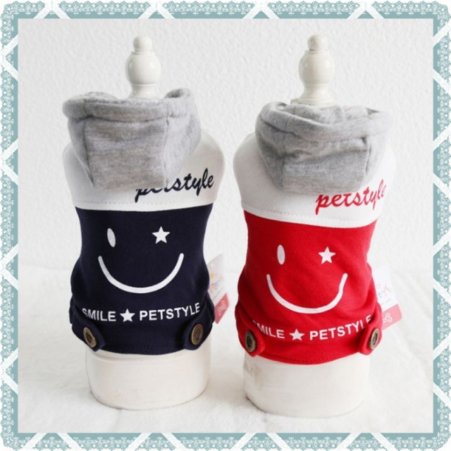 かわいい 犬 服 洋服 冬 秋冬 ネイビー L にこちゃん ニコちゃん スマイル パーカー トレーナー 小型犬 アウター ドッグウェア 犬の服 A Favoriteselect