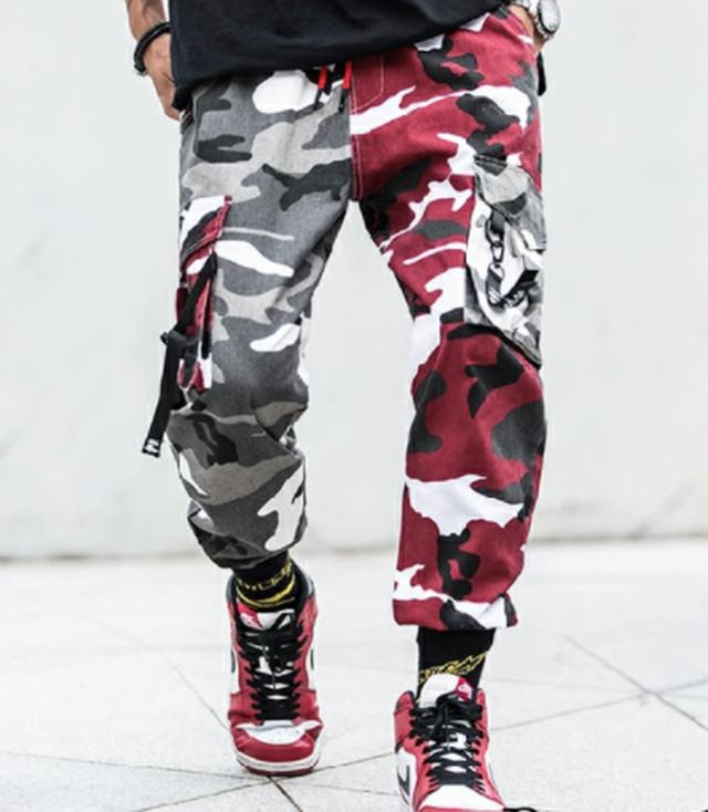 Top Mode パンツ ボトムス カモフラージュ 迷彩柄 パンツ カーゴ ジョガー ミリタリー ワーク メンズ レディース ユニセックス カラフル カジュアル ストリート レトロ ラフ ゆったり お呼ばれ グレー パープル ニッチ Bitter 映え クール 体型カバー ゴージャス ニッチ