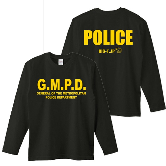 1100円引きセール! G.M.P.D. 警視庁長官POLICE ロングTシャツ。ブラック ※両面プリント