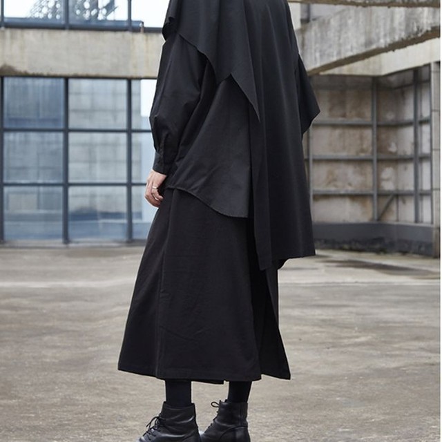 ワイドレッグ スカート パンツ ブラック 黒 ハイウエスト シンプル モード カジュアル シック メンズ レディース ユニセックス 韓国 お支払い後日以内に発送 Btm062 Loveless