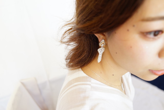 【刺繍イヤリング】 Crystal stone✴︎