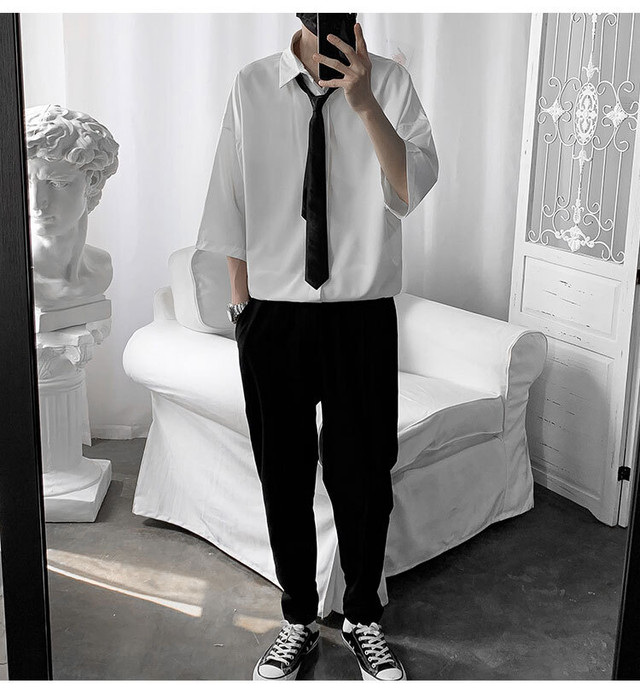 Summer Solid Color Shirts Blue 韓国ファッション 韓国メンズファッション High Rise From Seoul 韓国メンズファッションセレクトショップ