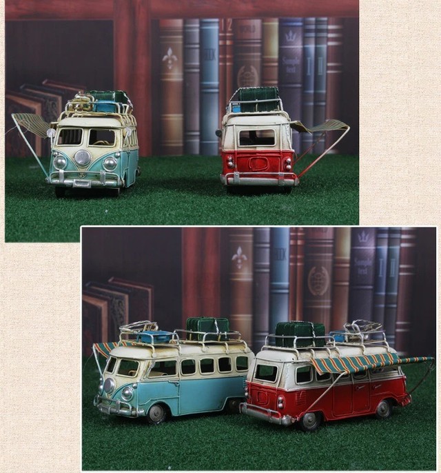 送料無料 メタル ブリキ玩具 レトロ キャンパーバン ワーゲンバス 赤 レッド インテリア ディスプレイ コレクション 輸入雑貨 おしゃれ Hachinohe Base 1518