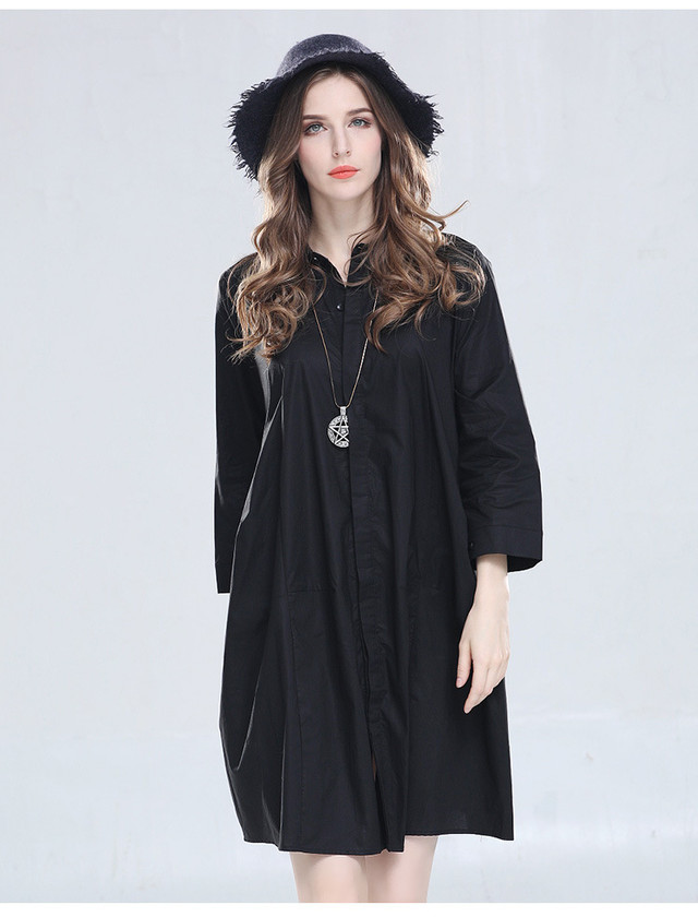 シャツワンピース ラフ ワンピース カジュアル チュニック 長袖 ショート丈 Ruru