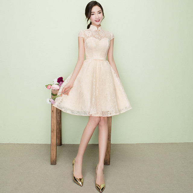 白レース可愛いパーティードレス 結婚式 二次会 演奏会 発表会 椎名ドレスショップ