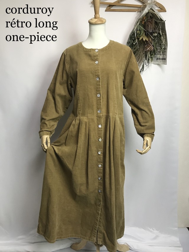corduroy rétro long one-piece レトロ ワンピース