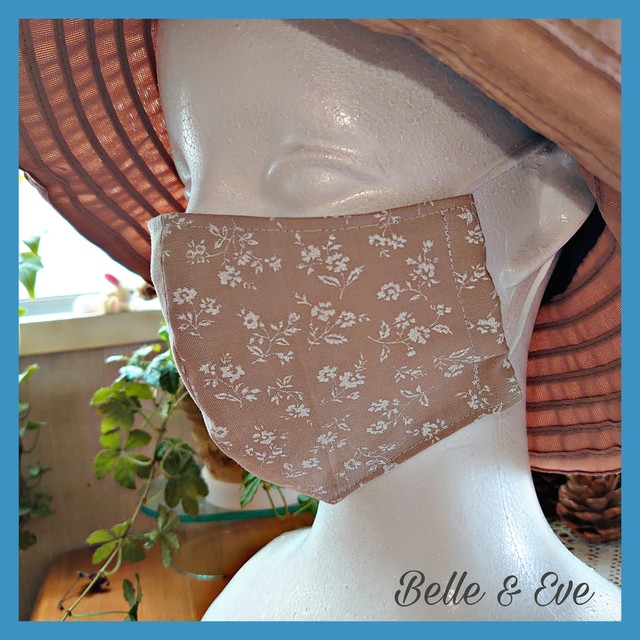 秋冬用に 立体マスク おしゃれ 布マスク 手作り 裏面ひんやりメッシュ かわいい 花柄 冷感 爽快 ハンドメイドマスク 16 Belle Eve