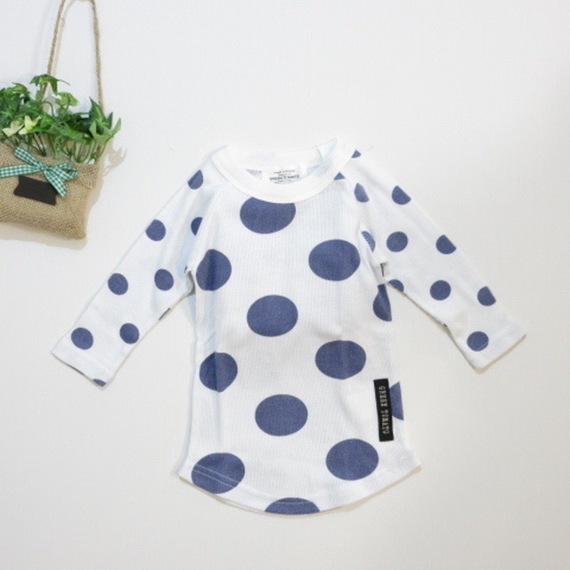 韓国子供服 ８０ １４０ 七分袖 ドットtシャツ 紺 Tree Y ｓ ツリーワイズ 韓国子供服 韓国レディース服 キッズ服