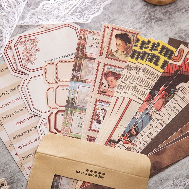 ハンドブックシリーズ コラージュ素材 全8種 ステッカー シール レトロ ノスタルジック 紙もの H24