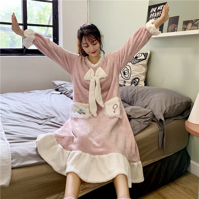 パジャマ レディース ルームウェア 部屋着 ナイトウェア トップス パンツ ゆったり 春秋 春 秋 韓国ファッション オルチャン 上下セット セット 切り替え 配色 ワンピース スエード 長袖 可愛い かわいい カワイイ フェミニン ガーリー おしゃれ Roomwalaa ルームワラア