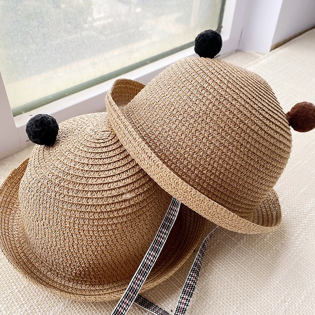 麦わら帽子 耳付き 可愛い おしゃれ 夏 ひも付き カジュアル 男女兼用 子供 キッズ ベビー 赤ちゃん 男の子 女の子 Hay138 Berceau Select Shop ベルソー セレクトショップ キッズ 親子ペアetc